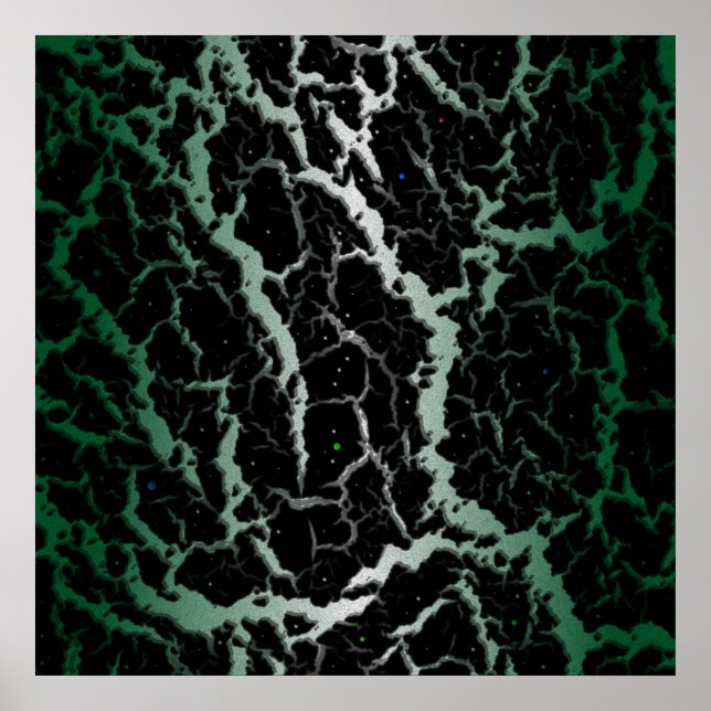 Cracked Space Lava - White/Forest Poster (Front)