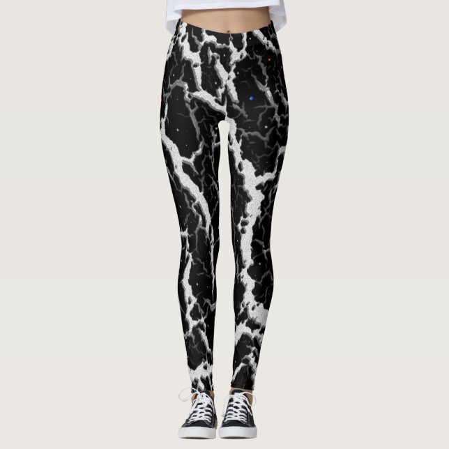 Cracked Space Lava - White Leggings (Front)