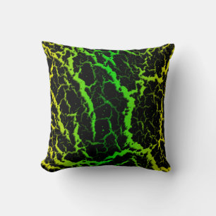 Cracked Space Lava - Yellow/Green Throw Pillow