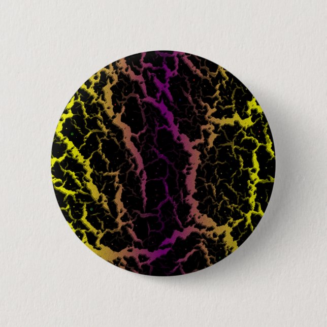 Cracked Space Lava - Yellow/Purple 2 Inch Round Button (Front)