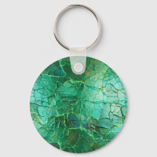 Cracked Texture in Shades of Green and Turquoise Keychain