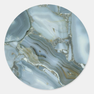 Cracked Turquoise Grey Green Blue Marble Texture Classic Round Sticker