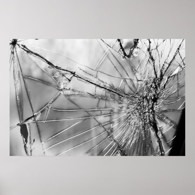 Cracked Windshield B&W Poster (Front)