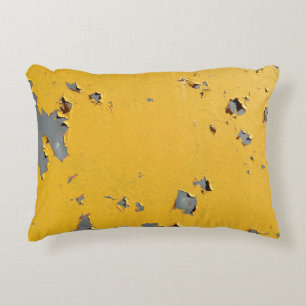 Cracked yellow metal: dirty texture. accent pillow