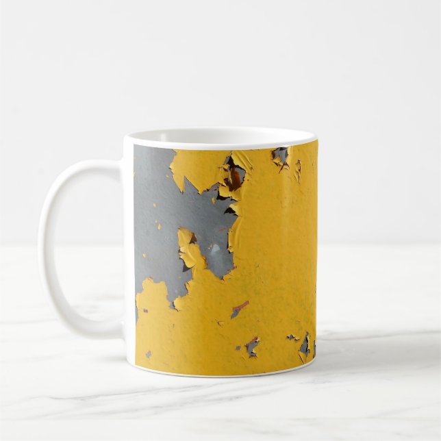 Cracked yellow metal: dirty texture. coffee mug (Left)