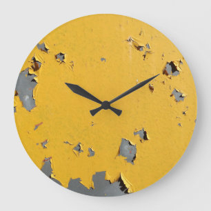 Cracked yellow metal: dirty texture. large clock