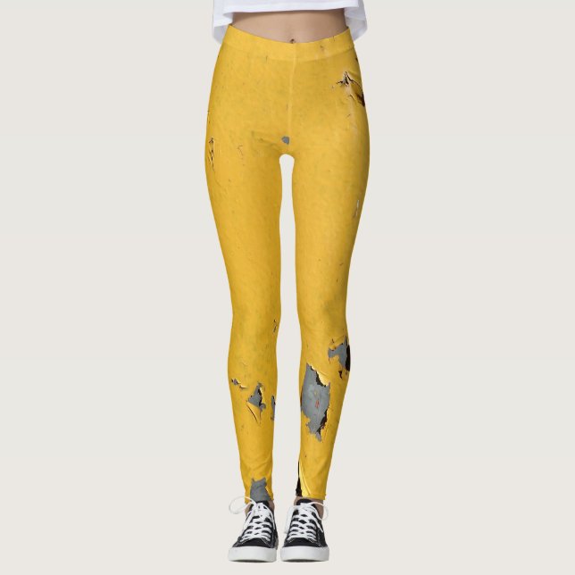 Cracked yellow metal: dirty texture. leggings (Front)