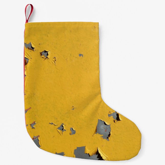 Cracked yellow metal: dirty texture. small christmas stocking (Front)