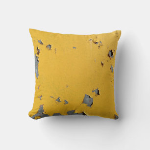 Cracked yellow metal: dirty texture. throw pillow