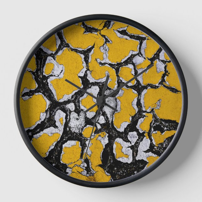 Cracked Yellow Road Paint Clock (Front)