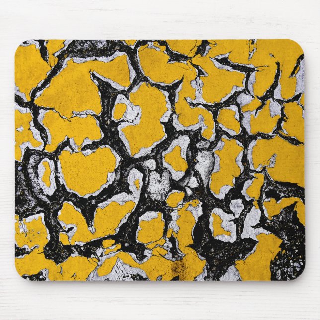 Cracked Yellow Road Paint Mouse Pad (Front)