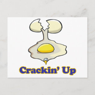 cracking up cracked egg postcard