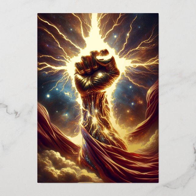 Crackle Fist - Isaiah 41:10 KJV Foil Greeting Card (Front)