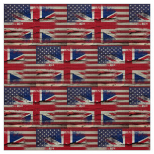 Crackle Paint   British American Flag Fabric
