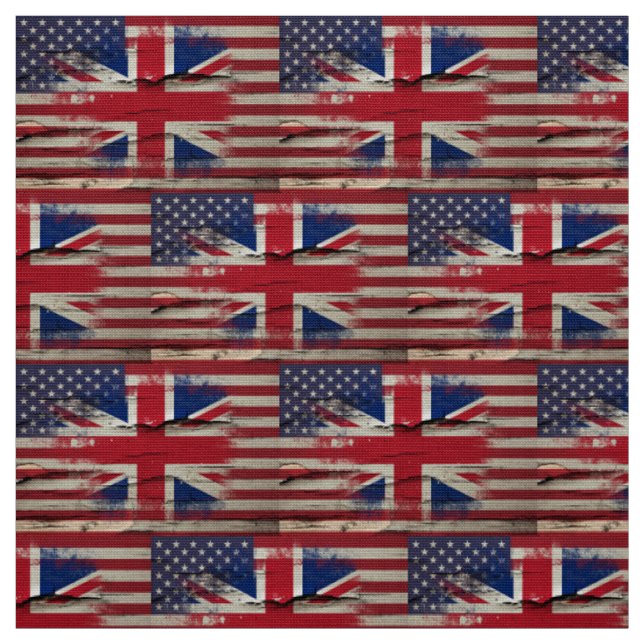 Crackle Paint | British American Flag Fabric (Swatch)