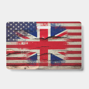 Crackle Paint British Flag & American Flag Badge