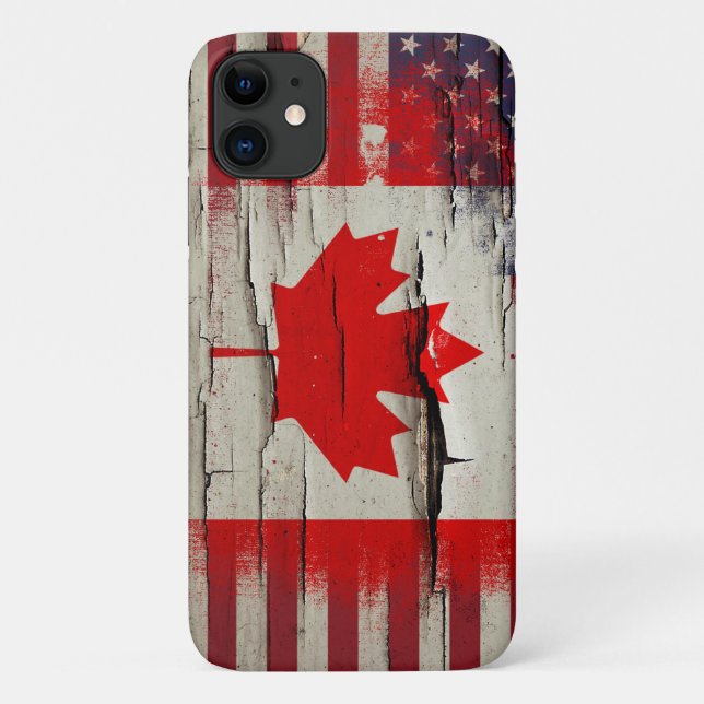 Crackle Paint | Canadian American Flag Case-Mate iPhone Case (Back)