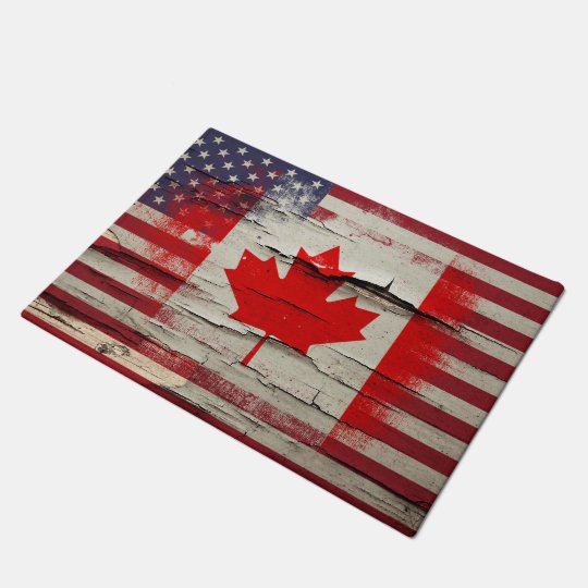 Crackle Paint Canadian American Flag Doormat Zazzle Ca