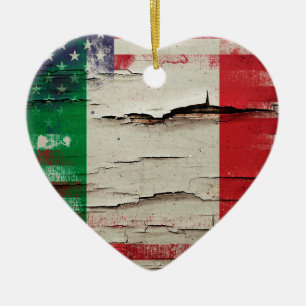 Crackle Paint   Italian American Flag Ceramic Ornament
