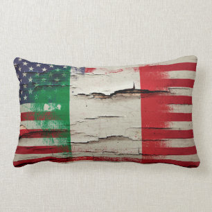Crackle Paint   Italian American Flag Lumbar Pillow
