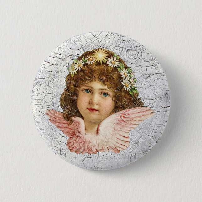Crackled Angel 2 Inch Round Button (Front)