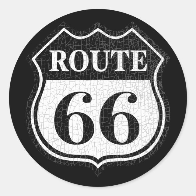 Crackled Rte 66 Classic Round Sticker (Front)