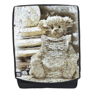 Crackled Vintage Bear and Books Backpack