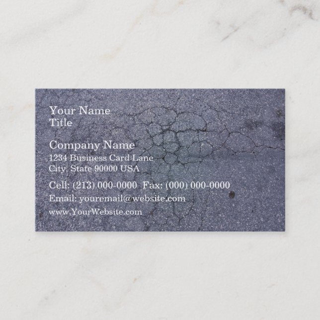Cracks in asphalt pavement of walkway business card (Front)