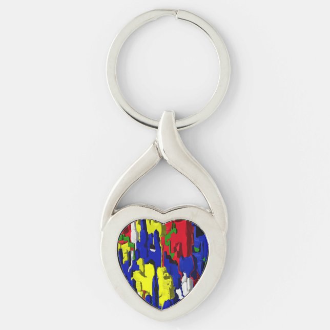 Cracks in blue, abstract keychain (Front)