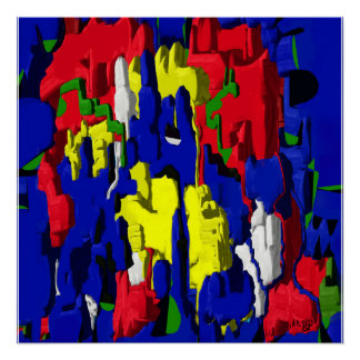 Cracks in blue, abstract poster