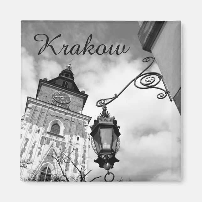 Cracovie, Hôtel de Ville, Pologne, aimant frigo (Devant)