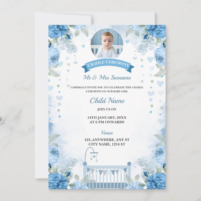 Cradle Ceremony Invitation Card Boy, Naming Day  (Front)