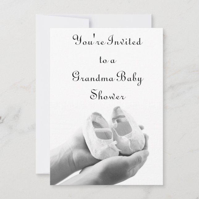 Cradled Baby Shoes Invitation (Front)