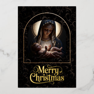“Cradled in Divine Light” Foil Holiday Card