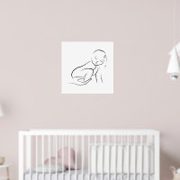 Cradled Innocence – Minimalist Baby Line Art