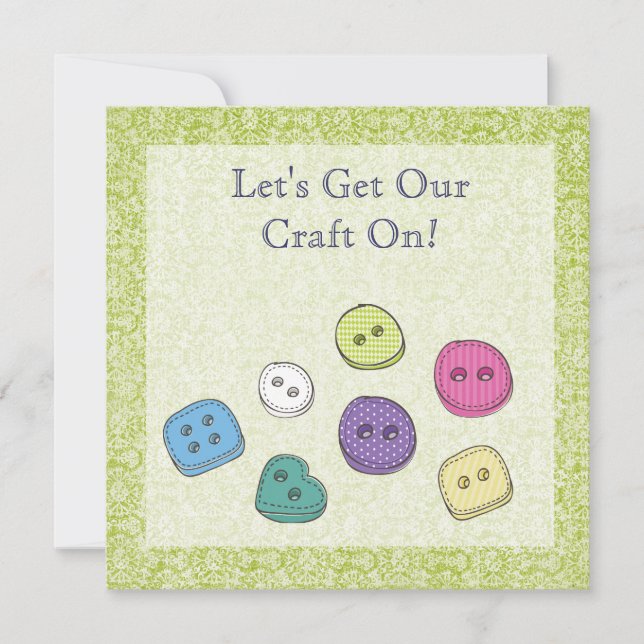 Craft Art Scrapbook Party Buttons Invite (Front)