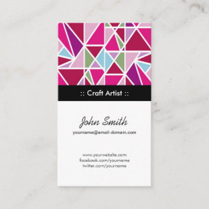 Craft Artist Pink Abstract Geometry Business Card