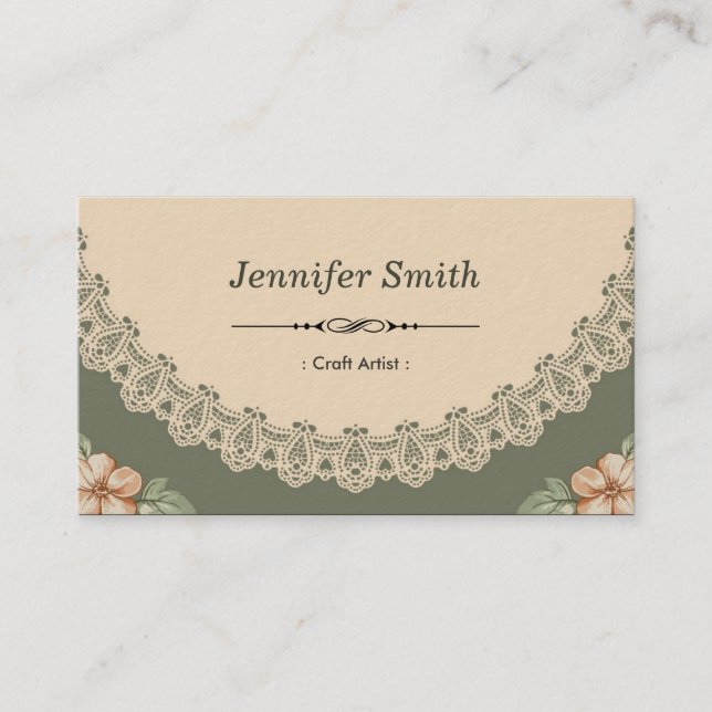 Craft Artist - Vintage Chic Floral Business Card (Front)