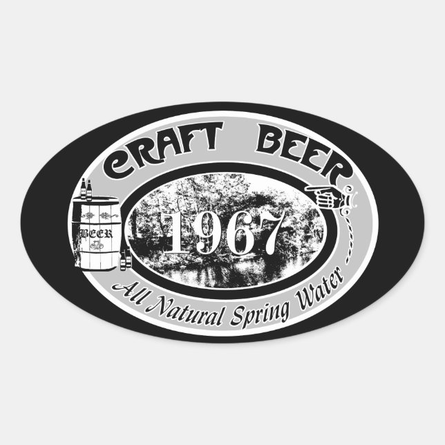 CRAFT BEER 1967 OVAL STICKER (Front)