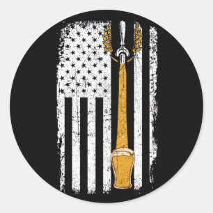 Craft Beer American Flag USA 4th July Brewery Classic Round Sticker