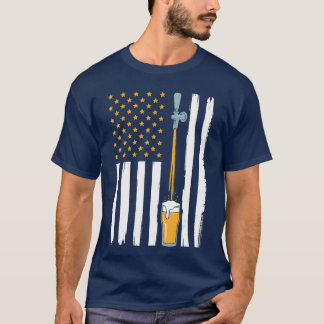 Craft Beer American Flag USA 4th July Brewery Men  T-Shirt