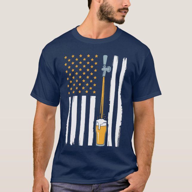 Craft Beer American Flag USA 4th July Brewery Men  T-Shirt (Front)