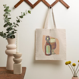 Craft Beer Bottle and Glass Rustic Brewery Tote Bag