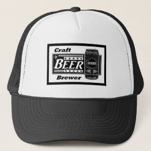 Craft Beer Brewer - Black & White Can with Stars Trucker Hat