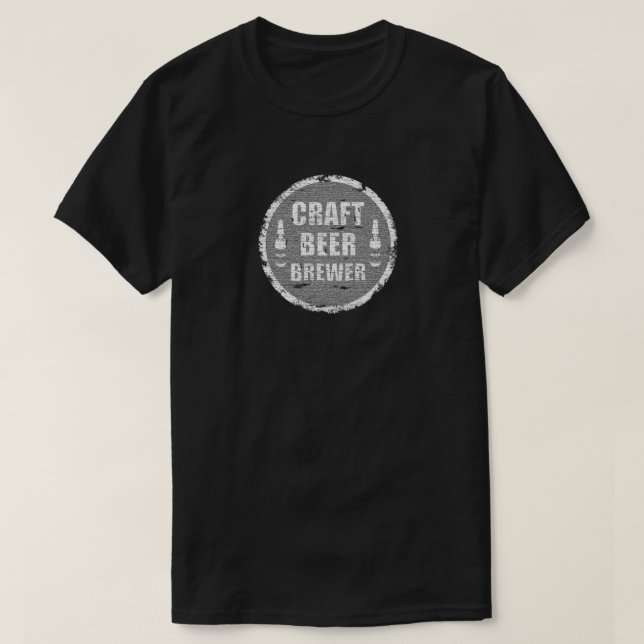 Craft Beer Brewer-Distressed Colour White and T-Shirt (Design Front)