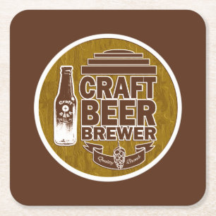 Craft Beer Brewer Square Paper Coaster