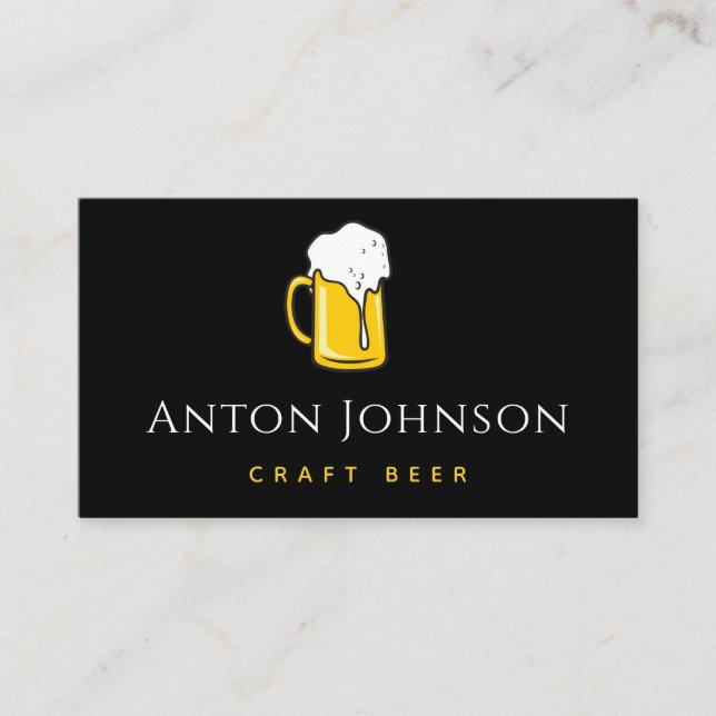 Craft Beer Brewery Colourful Illustration Black    Business Card (Front)