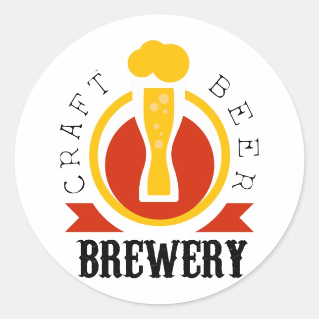 Craft Beer Brewery Logo Design Template Classic Round Sticker (Front)