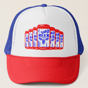 Craft Beer Can Red White & Blue Multi Trucker Hat