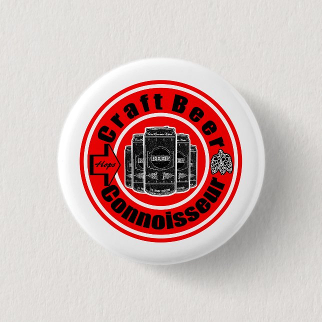 Craft Beer Connoisseur 1 Inch Round Button (Front)